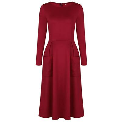 Autumn and Winter Women Skirt Long-sleeved Zipper Pocket Dress