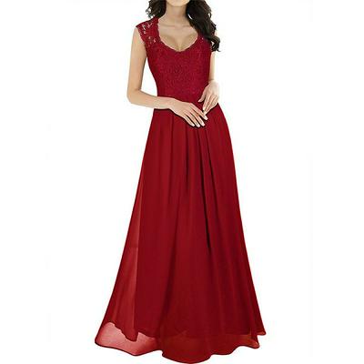 Lace + Chiffon Evening Dress Long Skirt Night Party High Waist Dressing