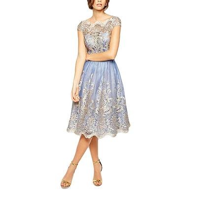  Mesh Net Yarn Embroidery Skirt Retro Lace Dress