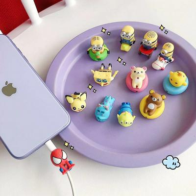 Cartoon Pattern Anti-Break Protection USB Charging Data Line Protector Cord Cable Protective Case Cable Winder Cover for Smart Phone Cable