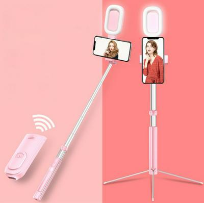 Bluetooth Selfie Stick and Tripod with Remote Shutter and Detachable Fill Light for Streaming, Photography