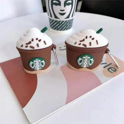 Cute 3D Cartoon Starbucks Shockproof Silicone Protective 1 2 3 Generation Bluetooth Wireless Earphone Charging Case Cover Skin for Apple Airpods