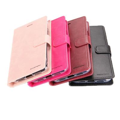 Mercury Goospery Solid Color Wallet Style PU Leather + Soft TPU Wrist Strap with Stand and Card Holder Case for iPhone X / XS