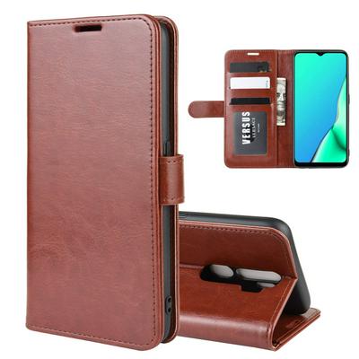 R64 Pattern Single Fold Edge Side Flip Shockproof PU Leather + Soft TPU Card Slots with Picture Frame and Stand Wallet Protective Case for Oppo A9 (2020)