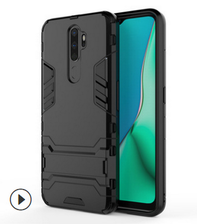 Iron Man Armor 2-in-1 Detachable Anti-Fall Hard PC + Soft TPU with Kickstand Back Cover Case for OPPO A9 (2020)