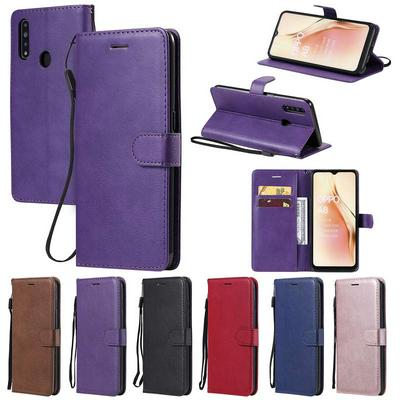 Solid Color Wrist Strap Style Shockproof Side Flip PU Leather + Soft TPU Card Slots with Magnetic Buckle and Stand Wallet Case for Oppo A8 / A31 2020