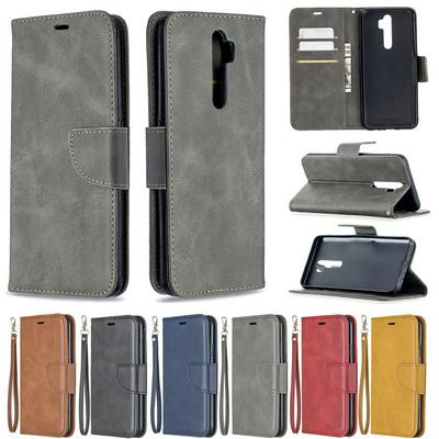 Solid Color Sheep Pattern Wrist Strap Style Shock-Absorption Side Flip PU Leather + Soft TPU Card Slots with Magnetic Buckle and Stand Wallet Case for Oppo A5 / A9 (2020)