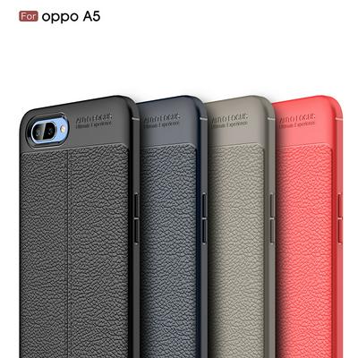 Skin Pattern Falling Resistant PU Leather Coated Soft TPU Back Cover Case for Oppo A5