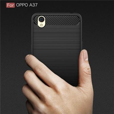 Carbon Fiber Pattern Brushed Metal Soft TPU Back Cover Case for OPPO A37