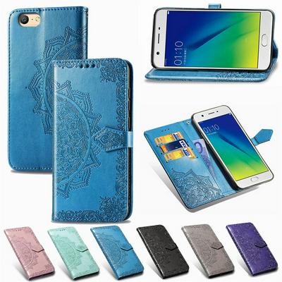 Relief Mandala Pattern Shockproof Side Flip PU Leather + Soft TPU Three Card Slots with Magnetic Buckle and Stand Wallet Case for OPPO A39 / A57