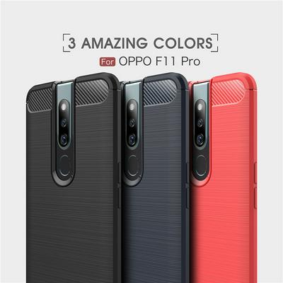 Carbon Fiber Pattern Brushed Metal Soft TPU Back Cover Case for Oppo F11 Pro