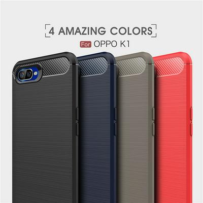 Carbon Fiber Pattern Brushed Metal Soft TPU Back Cover Case for OPPO K1 