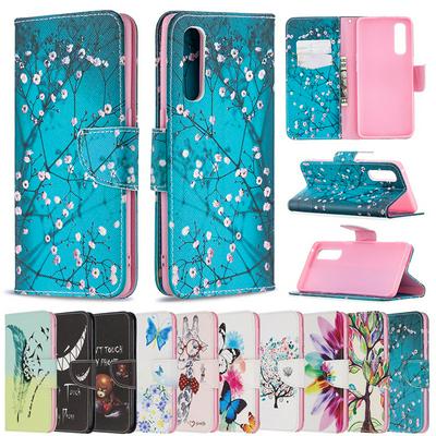 Colored Painting Side Flip Shockproof PU Leather + Soft TPU Magnetic Buckle with Stand and Card Slots Wallet Protective Case for Oppo Find X2 Neo