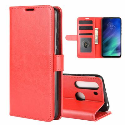 R64 Pattern Single Folding Edge Left and Right Open Scratch Resistant PU Leather Phone Cover with Stand and Card Slots for Motorola One Fusion