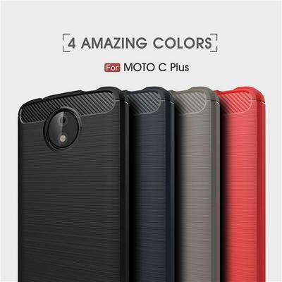 Carbon Fiber Brushed Non-Slip Shockproof Soft TPU Back Cover Case for Motorola Moto C Plus