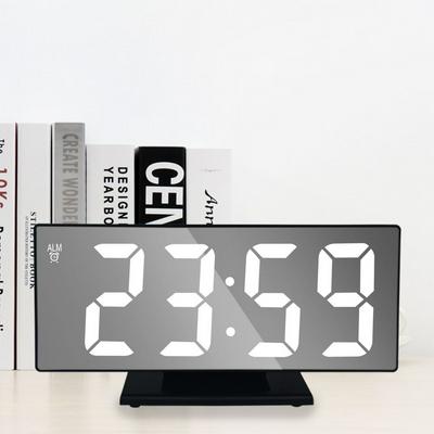 PVC Mirror Surface LED Electronic Digital Clock Multifunctional Snooze Alarm Clock