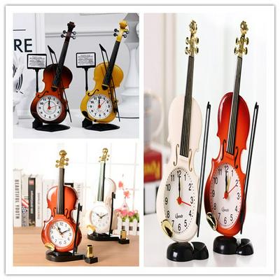 Fashion Creative Antique Instrument Shape Home Office Decor Mini Bedside Desk Violin Alarm Clock Festival Birthday Gifts