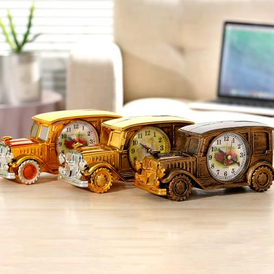 Retro Table Clock Silent Analog Alarm Clock in the Shape of Vintage Car