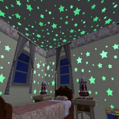 100pcs 3cm Star Wall Stickers Glow in the Dark Nursery Room Decoration