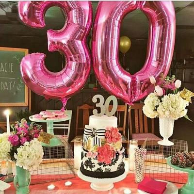 40inch Aluminum Foil Number 0-9 Balloon Shiny Birthday Party Decorations - Pink, Blue