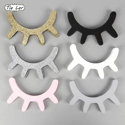 Wooden Eyelash Sleepy Eyes Wall Stickers Modern Nursery Bedroom Decoration 