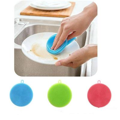 Multifunctional Kitchen Brush Silicone Circular Dishwashing Brush Vegetable Fruit Washing 