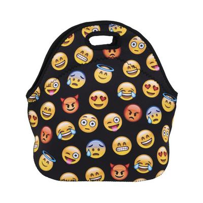 Diving Fabric Emoji Painting Lunch Bag Reusable Insulated School Picnic Thermal Carrying Lunchbox Lunch Tote Container Organizer 