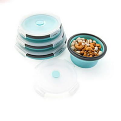 Silicone Lunch Containers Circular Folding Food Storage Boxes Microwave and Dishwasher Safe