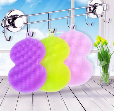 Silicone Antibacterial Kitchen Cleaning Dish Brush Antibacterial Silicone Cleaning Brush Pad Dish Fruit Scrubber  