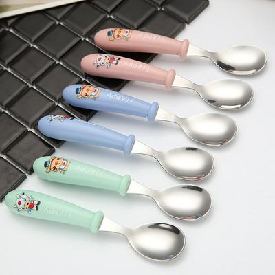 Kid's Stainless Steel Fork and Spoon Silverware Set with Rounded Non-slip Handle 