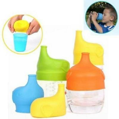 Elephant Shaped Leak-Proof Spill-Proof Stretchable Reusable Safety Kids Silicone Bottle Sippy Lid 