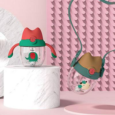 300ml Creative Cute Cat Shape Children's Straw Cup with Clear Scale