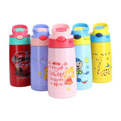 Straw Insulation Cup with Handle Child Kettle Outdoor Cup Student Baby Cartoon Water Bottle 