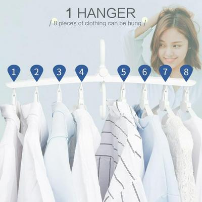 Magic Folding Clothes Hanger 360 Degree Rotating Hooks Non-Slipping Closet Space Saving Foldable 8 in 1 Organizer Hanger