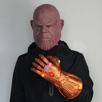 Thanos Latex Face Mask and Infinity Gauntlet Set Funny Costume for Halloween