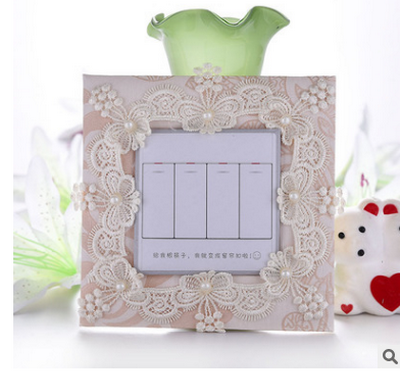 European Butterfly Lace Cloth Fabric Wall Switch Decoration Sticker Switch Protective Cover 