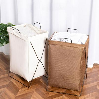 Large Size Home Folding Canvas Imitation Hemp Iron PE Film Laundry Debris Toy Dirty Clothes Barrel Storage Basket Home Storage 
