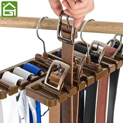 Sturdy Plastic Tie Belt Scarf Rack Organizer Closet Wardrobe Space Saver Belt Hanger with Metal Hook Waistband Rack