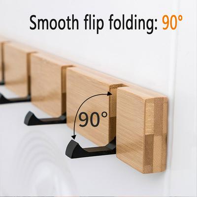 Creative Wall Coat Rack Solid Wood Folding Simple Door Hook