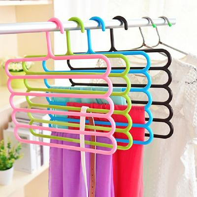 5 Layer Pants Storage Shelf Hanger Scarf Silk Tie Rack Trousers Hanger Scarves Belt Towel Magic Organizer 