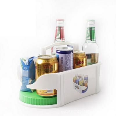 360 Rotating Multi-Functional Double Roller Refrigerator Rotating Storage Box Bathroom Caddy Swivel Beer Organizer Kitchen Rack Accessories