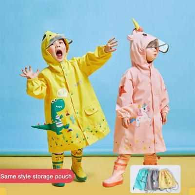 Children's Three-dimensional Cartoon Raincoat Cloak-style Waterproof Poncho with Multifunctional Storage Bag