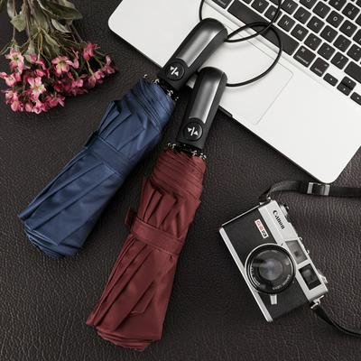 Tri-Fold Ten Bones Black Coating Windproof Folding Automatic Rain Women Luxury Umbrella 