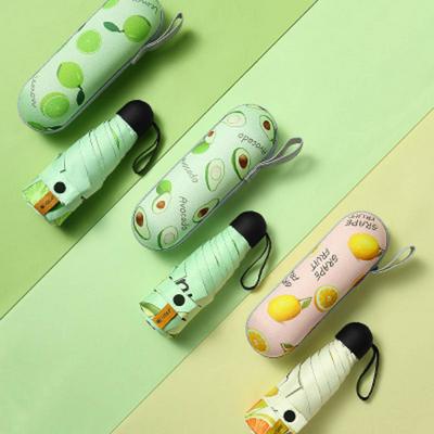 Fruit Series Pattern Manual Control Five-fold Black Glue Sunscreen and UV Protection Sunny Rain Double-use Umbrella