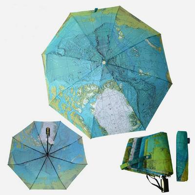 Creative World Map Automatic Three-fold Anti-UV Sunny Rain Umbrella