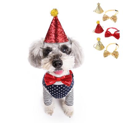 Pet Hat Bow Tie Adjustable Party Birthday Decorations Accessories for Cats and Dogs