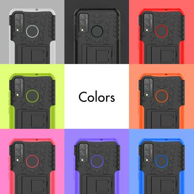 Dazzling Pattern Scratch Resistant Shockproof Hard PC +TPU Back Cover Case with Foldable Stand for HUAWEI P Smart 2020
