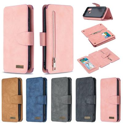 Frosted Zipper Wallet BF07 Type Detachable Scratch Resistant PU Leather Phone Case for HUAWEI P Smart 2020