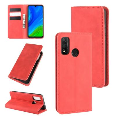 Solid Color Magnetic Attraction Side Flip Shockproof Anti-Scratch PU Leather + Soft TPU with Card Slots and Stand Wallet Protective Case for Huawei P Smart 2020