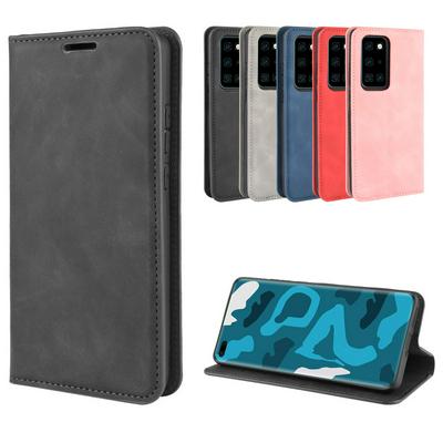 Crazy Horse Pattern Magnet Attraction Side Flip PU Leather + Soft TPU with Card Slots and Stand Wallet Case for Huawei P40 Pro